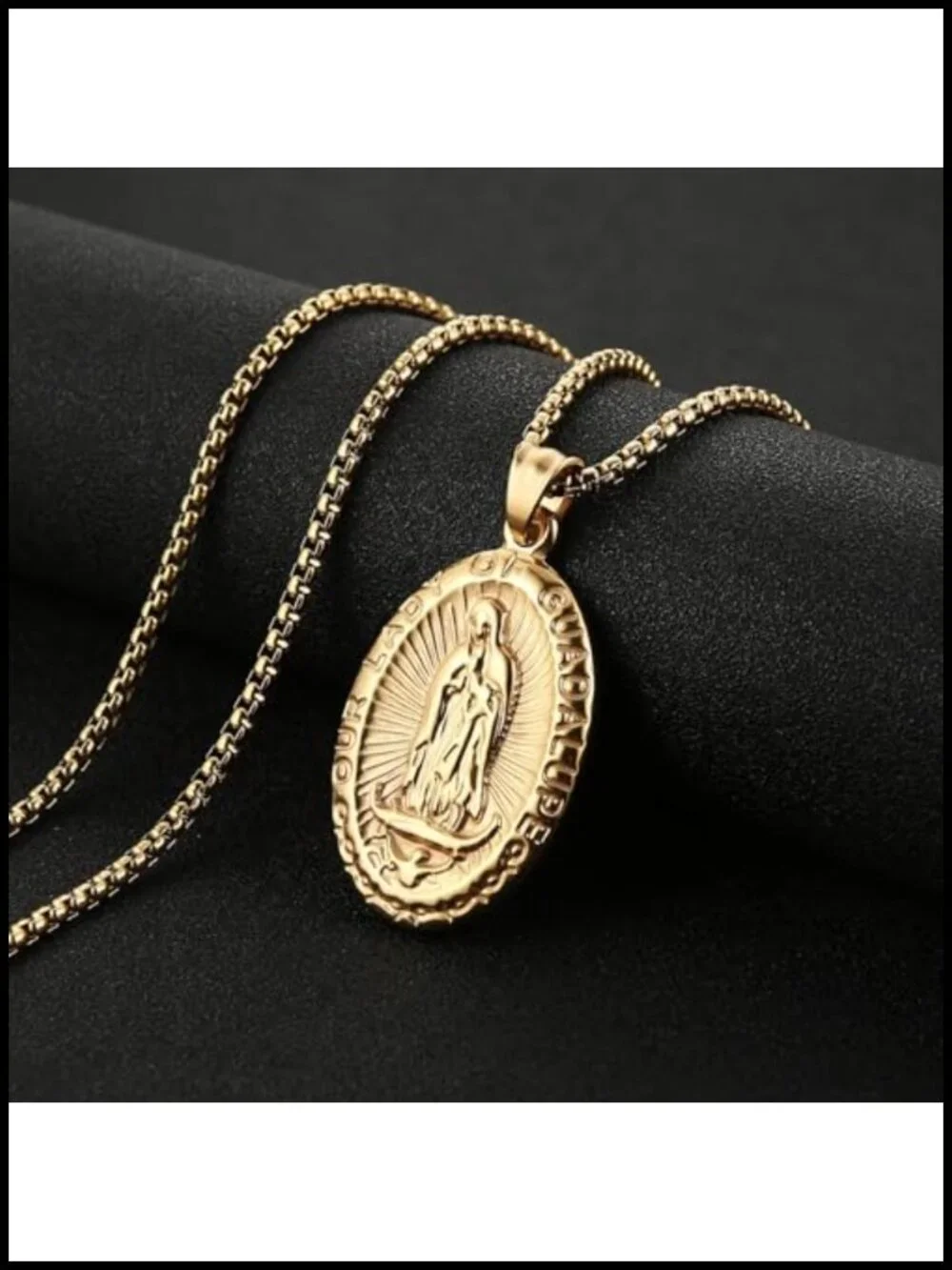 Stainless Steel Blessed Mother Mary Our Lady of Guadalupe Pendant Necklace
